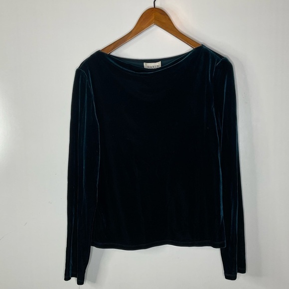 Vintage David Warren Teal Velvet Top Size 12 - Picture 1 of 3